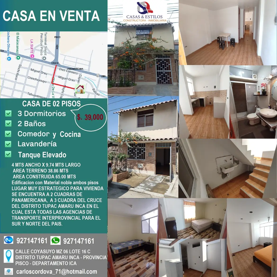 Casa de , Pisco · Venta Casa  en Tupac Amaru Inca