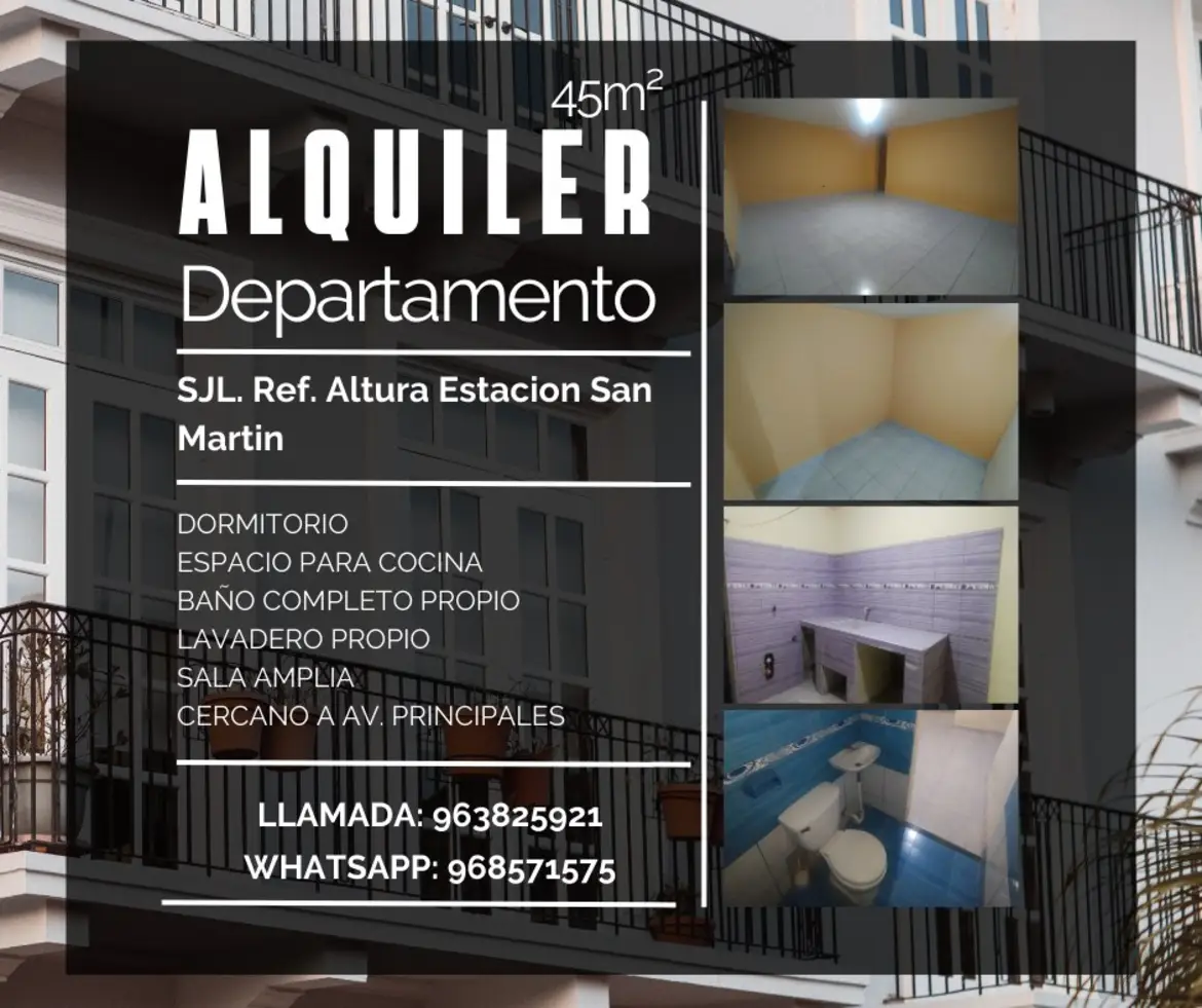 Departamento de 1 habitaciones, Lima · Alquiler Departamento  en San Juan De Lurigancho