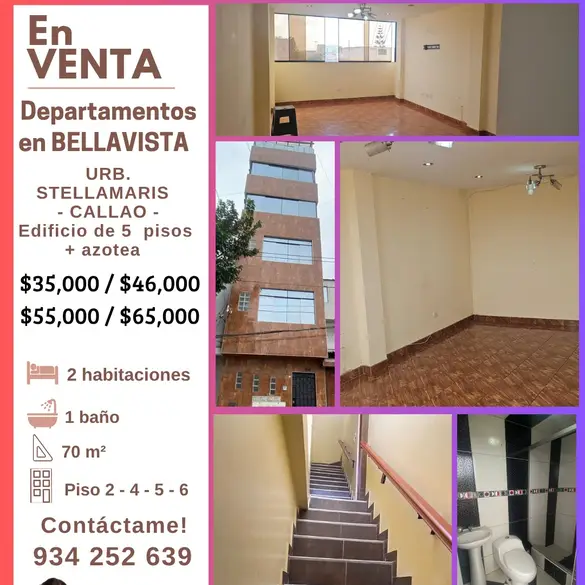 Departamento de 2 habitaciones, Lima · Venta Departamento  en