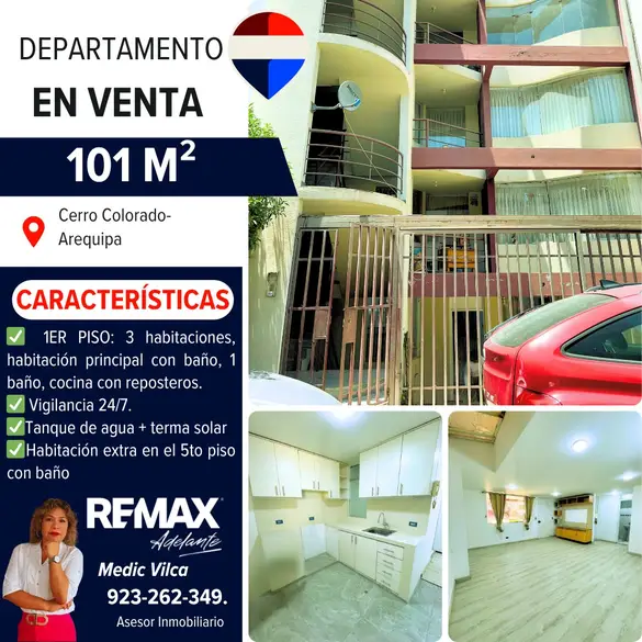 Departamento de 3 habitaciones, Arequipa · Venta Departamento  en Cerro Colorado