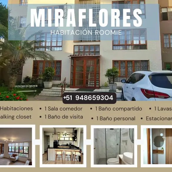 Departamento de 3 habitaciones, Lima · Alquiler Departamento  en Miraflores